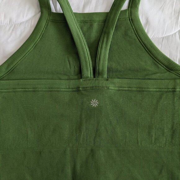 Athleta Tank Top Size XL Green Aurora High-Neck Cropped V-Back Seamless NWT Yoga - Picture 14 of 16